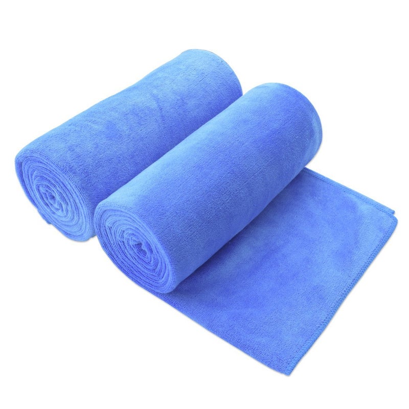 JML Bath Towels Set, Large Microfiber Bath Towel for Adult, 2 Pack 30" x 60" - Soft, Absorbent, Quick Dry, Lint Free, Perfect for Sauna, Pool, Gym, Shower, Hair Wrap, Fitness, Sport, Yoga, Blue - Image 1